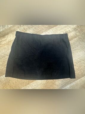 Abercrombie & Fitch Black Linen Blend Mini Midrise Skort, Zip Up Side